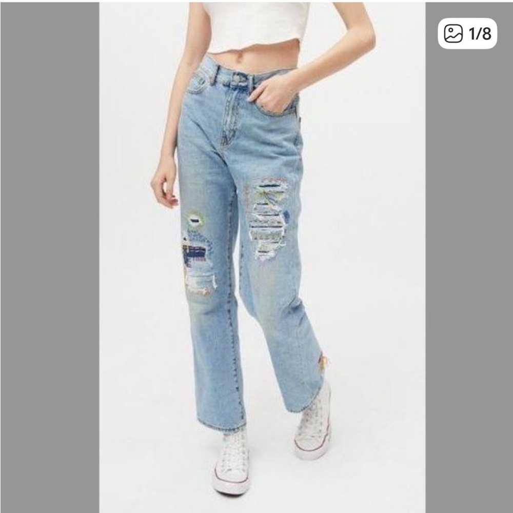 BDG Light Blue Distressed high waisted cowboy jeans